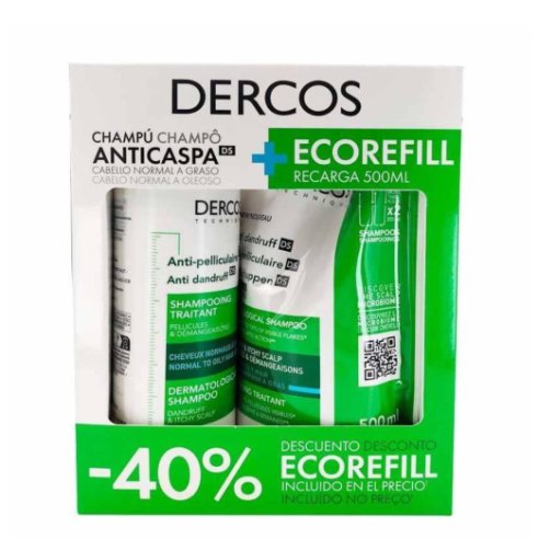 DERCOS PACK CHAMPU ANTICASPA CABELLO SECO 390ML...