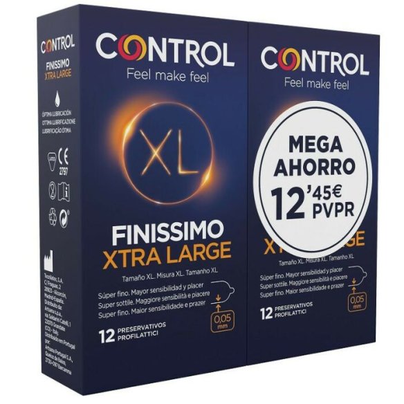 CONTROL FINISSIMO XL PRESERVATIVOS 2 ENVASES 12 UNIDADES