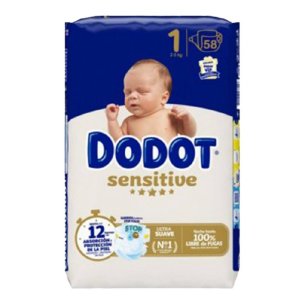 PAÑAL INFANTIL DODOT SENSITIVE TALLA 1 2-5 KG 58 UNIDADES
