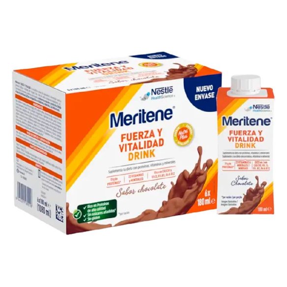 MERITENE FUERZA Y VITALIDAD DRINK  6 BOTELLAS 180 ML SABOR CHOCOLATE