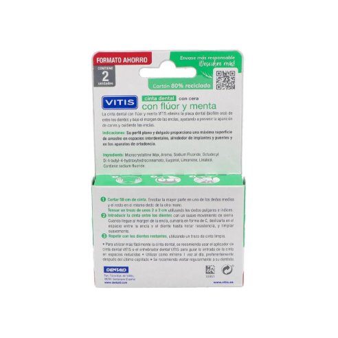 VITIS CINTA DENTAL CON FLUOR Y MENTA  50 M 2...