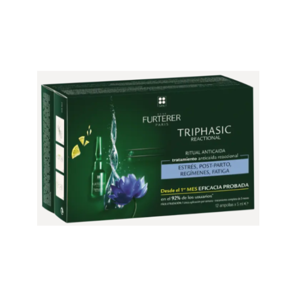 TRIPHASIC TRATAMIENTO ANTICAIDA REACCIONAL RENE FURTERER 12 AMPOLLAS 5 ML