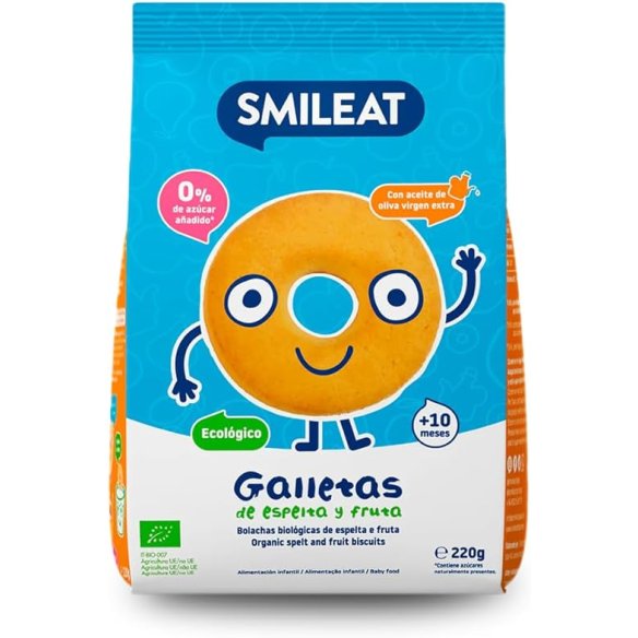 SMILEAT GALLETAS ESPELTA Y FRUTA ECO  1 BOLSA 220 G