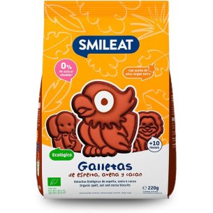 SMILEAT GALLETAS DE ESPELTA AVENA Y CACAO ECO  1 BOLSA 220 G